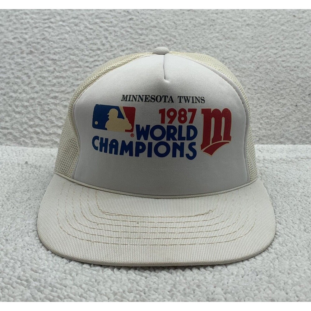 VTG Youngan Minnesota‎ Twins Snapback Trucker Hat Mens 1987 Champions MLB White